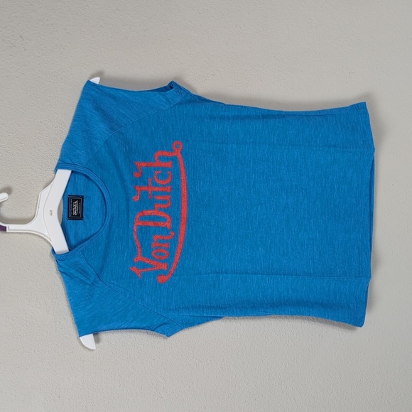 Von Dutch Tops - Rare Deadstock Von Dutch Y2K Shirt Small Blue Cotton Tee